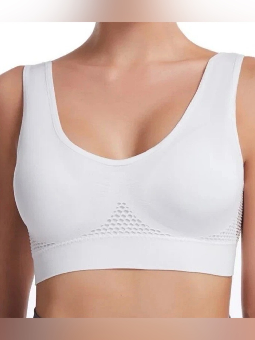 Lot 2- Seamless Support Wireless Comfort Bra Breathable Mesh Stretch White XL E5